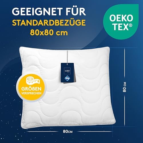 LILENO HOME 80x80 cm Kopfkissen – 95°C waschbar, Oeko-Tex &Made in DE – perfekt für den schlafhaften Einsatz – duftfreie