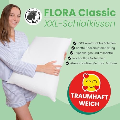 FLORA Classic XXL Schlafkissen – Ergonomisches Memory-Schaum Kopfkissen, allergikerfreundlich, ideal für relationale Pau