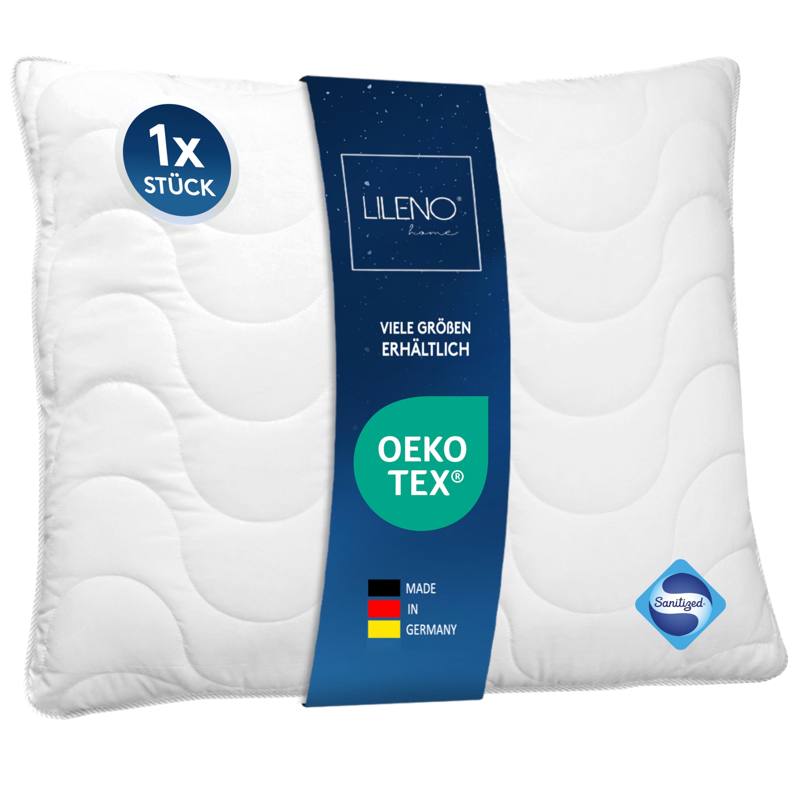LILENO HOME 80x80 cm Kopfkissen – 95°C waschbar, Oeko-Tex &Made in DE – perfekt für den schlafhaften Einsatz – duftfreie