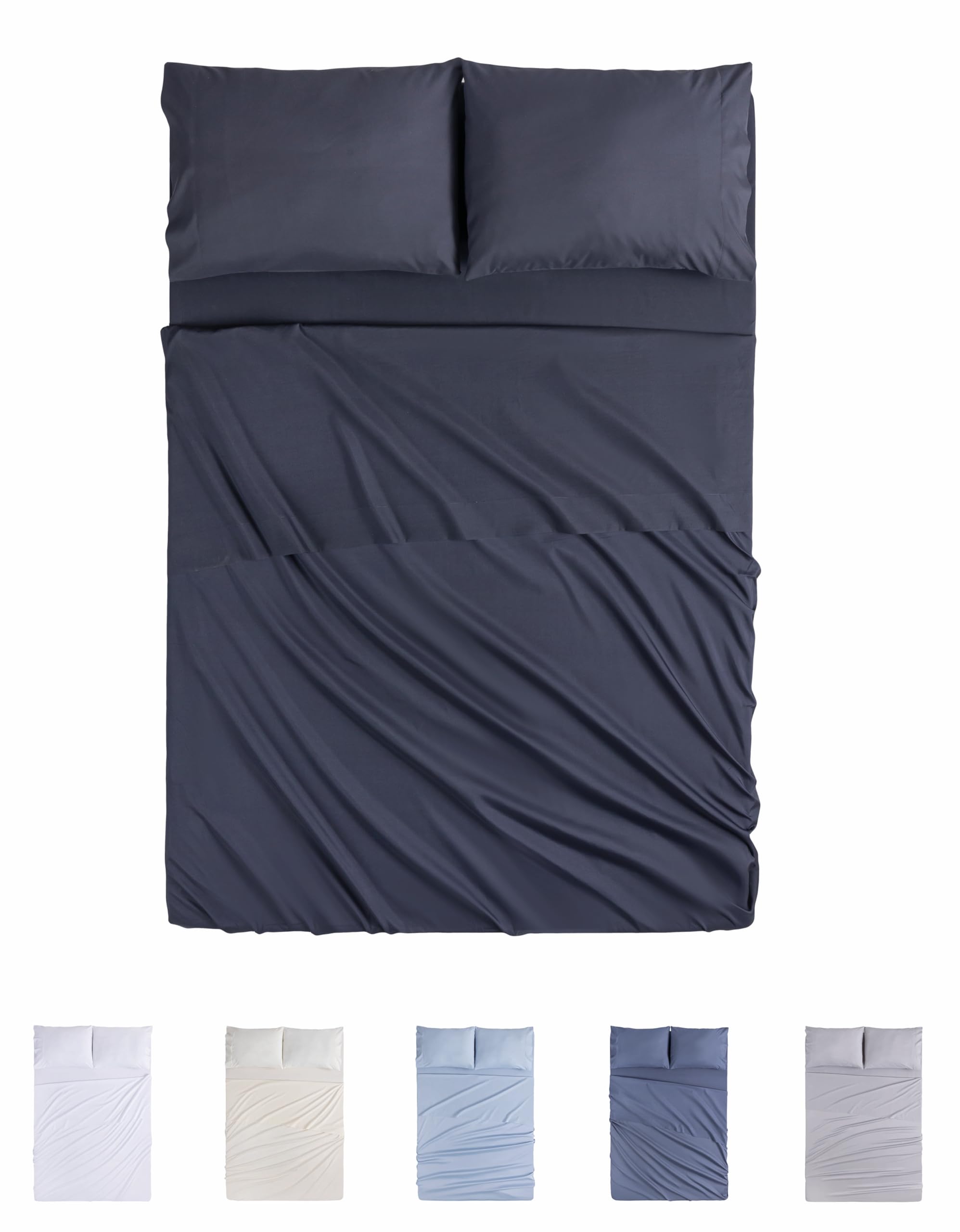 Todocama 4-Pieces Bettwäsche-Set, 400-Thread Count, Spannbettlaken, für Spannbett, hochwertig, 2 Kissenbezüge