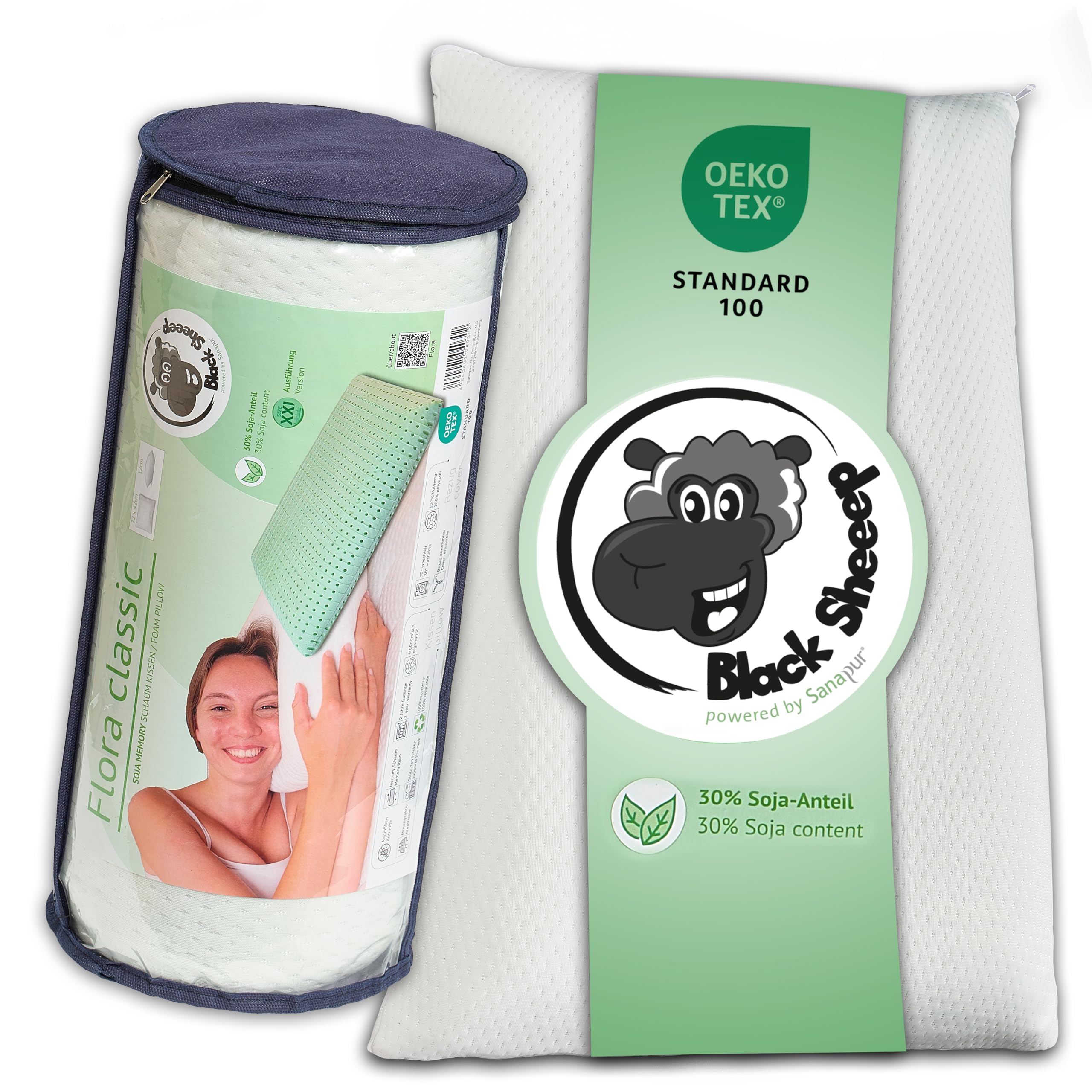 FLORA Classic XXL Schlafkissen – Ergonomisches Memory-Schaum Kopfkissen, allergikerfreundlich, ideal für relationale Pau